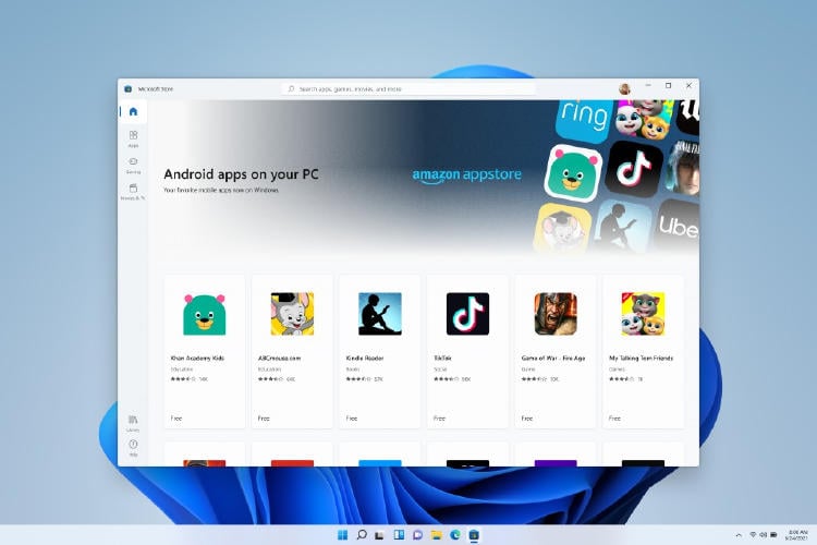 Nueva tienda de apps de Android en Windows 11.