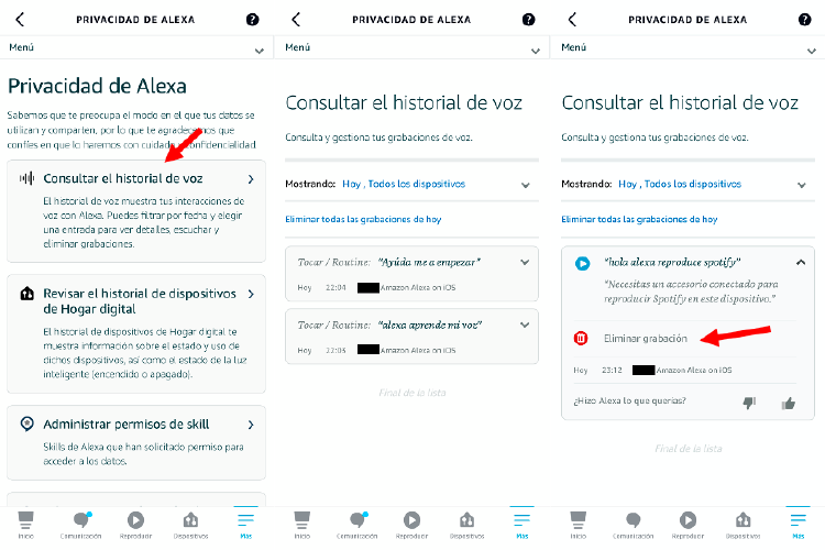 Eliminar conversaciones con Alexa es muy rápido y sencillo.