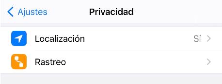 Opciones privacidad iOS - Localización rastreo
