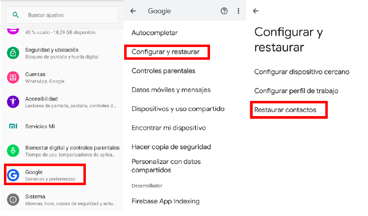 Restaura tus contactos desde tu cuenta de Google. Restaura tus contactos desde tu cuenta de Google.