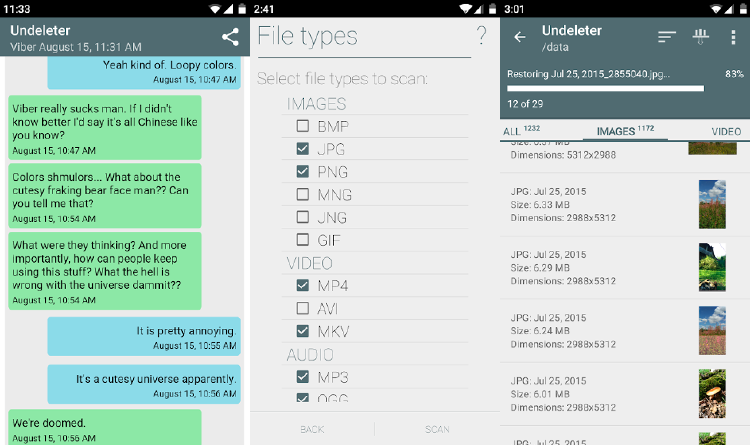 Undeleter te permite recuperar incluso mensajes de Whatsapp o registros de llamadas Undeleter te permite recuperar incluso mensajes de Whatsapp o registros de llamadas