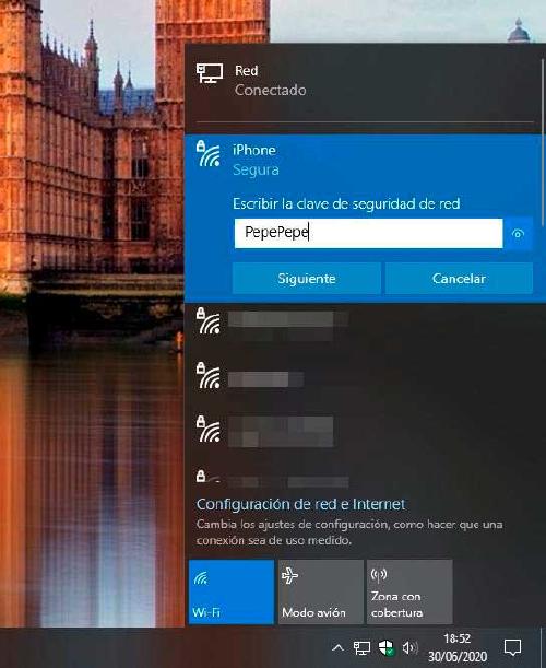 Conectar AP móvil desde Windows 10