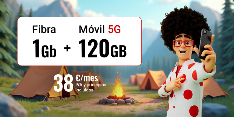 Fibra 1Gb + 120GB por 38€/mes Fibra 1Gb + 120GB por 38€/mes
