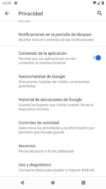Android - Opciones privacidad 2