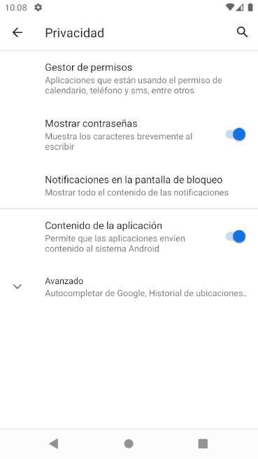 Android - Opciones privacidad 1
