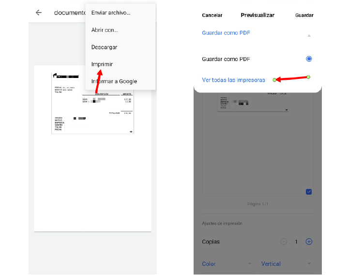 Imprimir desde dispositivos Android es sencillo e intuitivo.