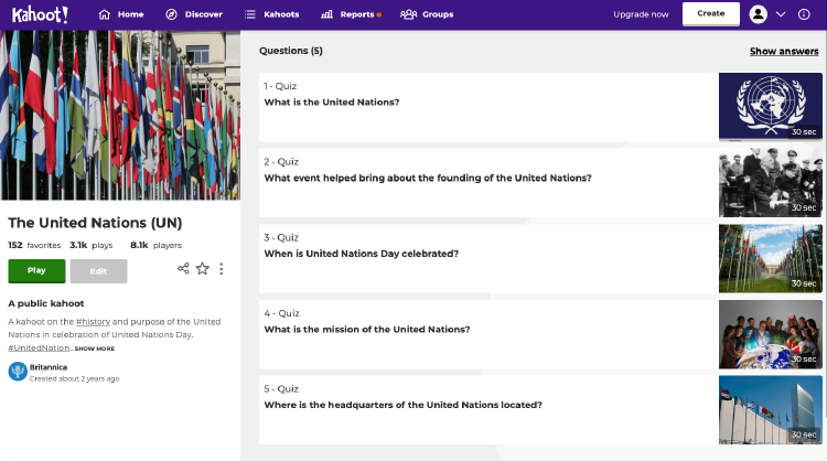 Kahoot de conocimientos sobre la ONU. Kahoot de conocimientos sobre la ONU.