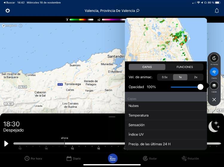 Aplicación The Weather Channel para iOS y Android.