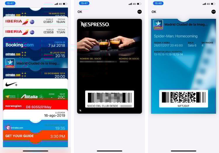 Wallet de IPhone con billetes, entradas de cine, carnés de fidelización... Wallet de IPhone con billetes, entradas de cine, carnés de fidelización...