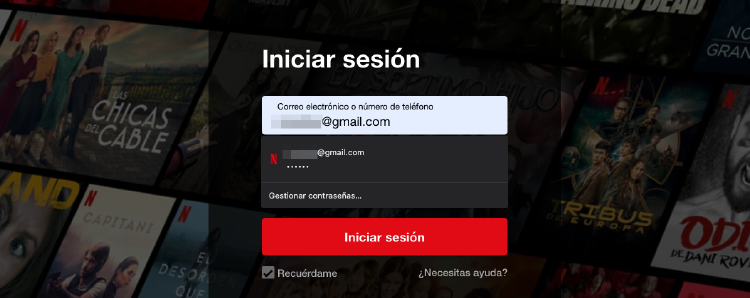 Gestor de contraseñas completando los datos de inicio de sesión. Gestor de contraseñas completando los datos de inicio de sesión.
