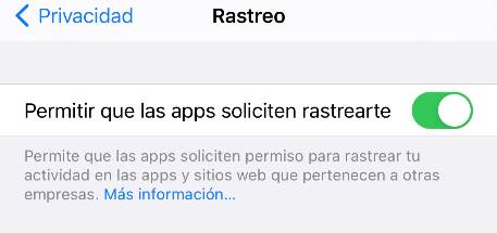 Opciones privacidad iOS - Rastreo