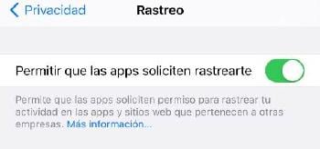 Opciones privacidad iOS - Rastreo