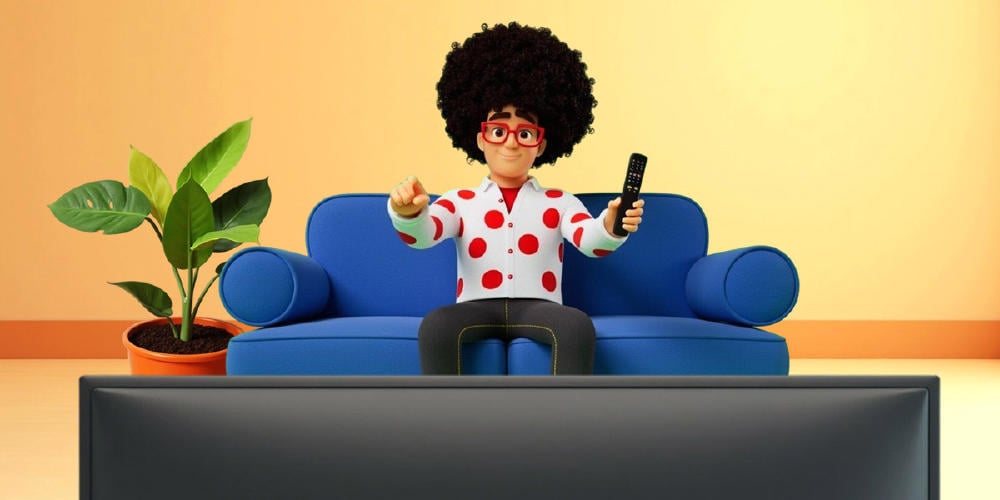 Pepe sentado en el sofá viendo la televisión