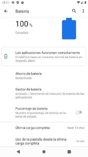 Uso batería Android Uso batería Android