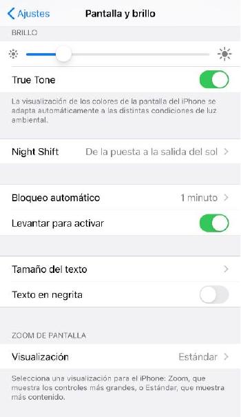 Brillo pantalla iOS