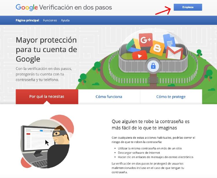 Google obliga a activar la verificación en dos pasos.