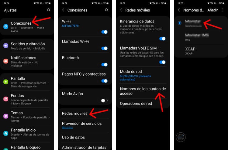 Configuras las APN de Android.