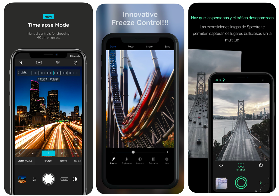 Spectre, Moment y Slow Shutter, las mejores apps para conseguir fotografías de larga exposición con tu teléfono.