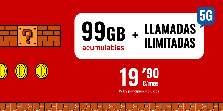 99GB acumulables + llamadas ilimitadas por 19,90€/mes La tarifa Inimitable sube de gigas